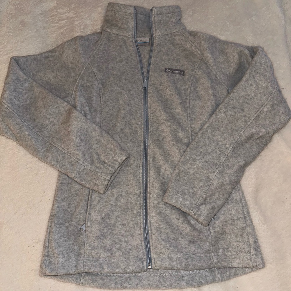 Columbia Womens Fleece Jacket Small Gray‎ Full Zip with Pockets NWOT
